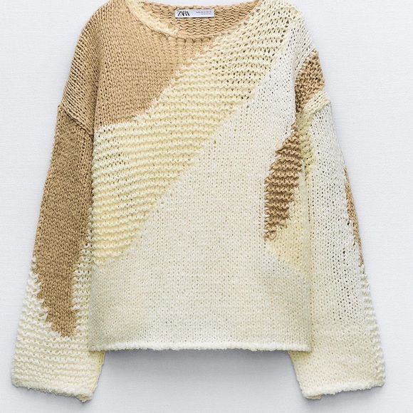 Zara Women's Cream and Tan Sweater - Picture 3 of 5